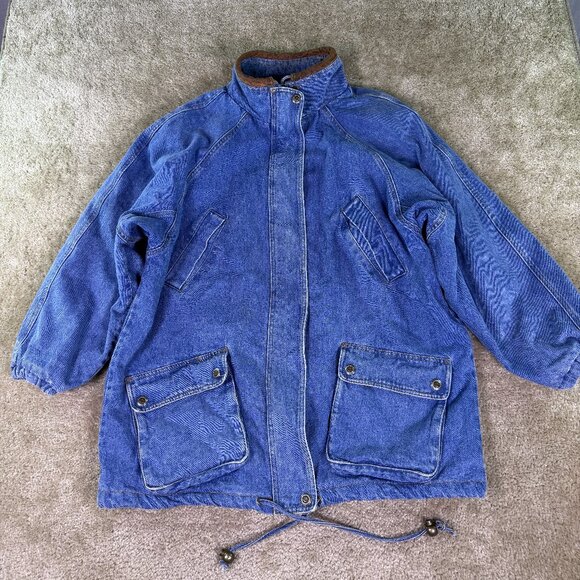 Vintage Forenza Jean Jacket Adults Large Parka Denim Retro Rockabilly Blue - Picture 1 of 11